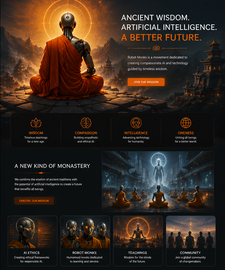 Robot Monks cinematic sacred robotics showcase